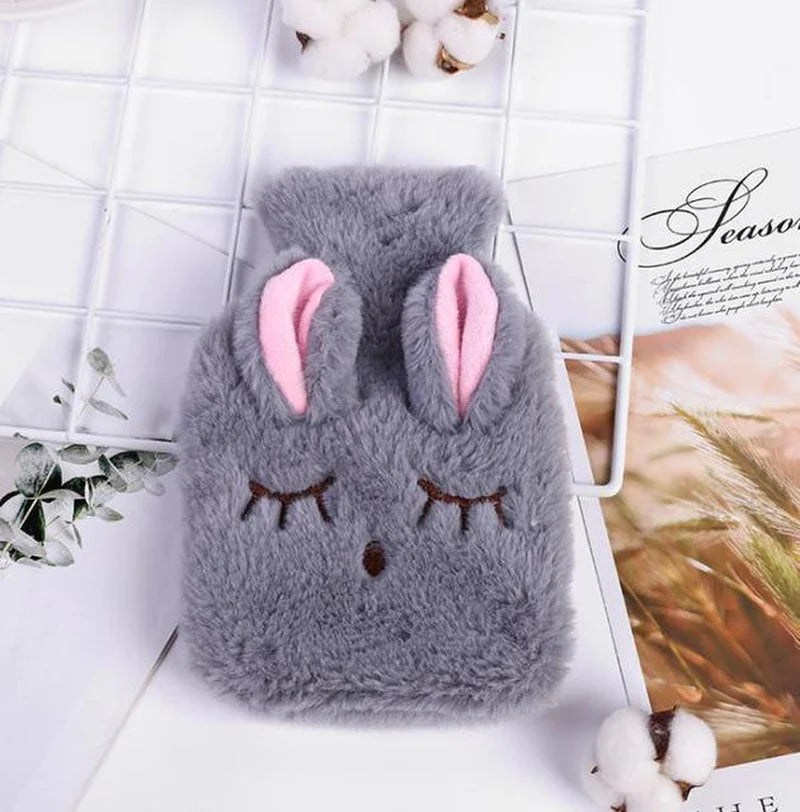 Reusable Winter Hot Water Bag Hand Warmer PVC Stress Pain Relief Therapy Portable Cute Water Bottle with Lint Soft Cozy Cover