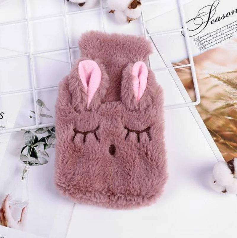 Reusable Winter Hot Water Bag Hand Warmer PVC Stress Pain Relief Therapy Portable Cute Water Bottle with Lint Soft Cozy Cover